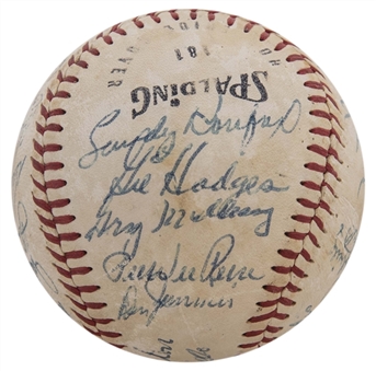 1959 World Champion Los Angeles Dodgers Team Signed Baseball with 27 Signatures Including Koufax, Snider, Reese & Hodges (Autry LOA & Beckett)